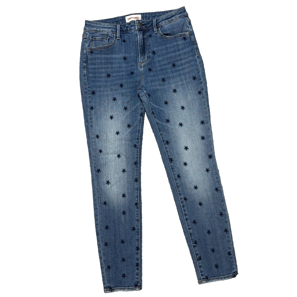 DRIFTWOOD Jeans Jackie High Rise Sz 28x28 (act 28x26.5) Stars Blue Boho Festival